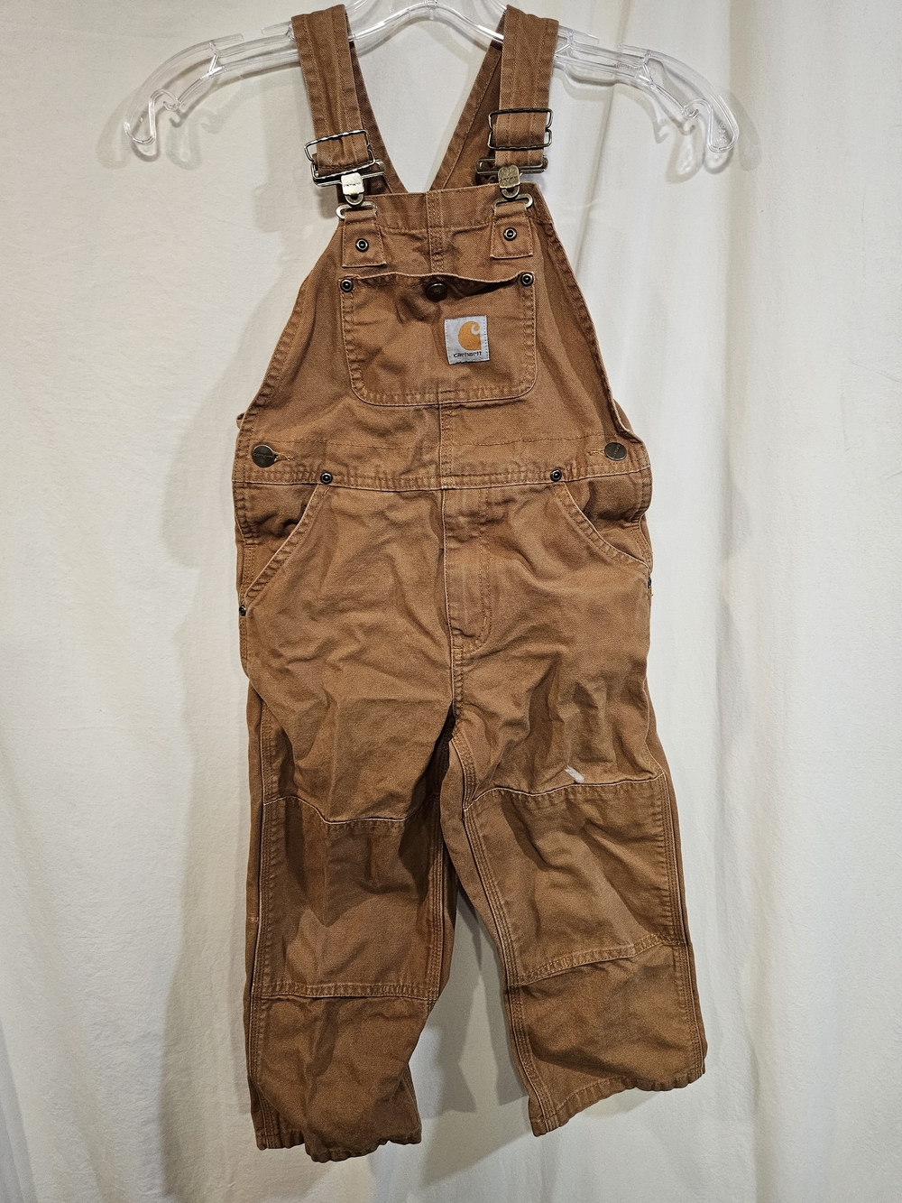 Carhartt Kids Brown Canvas Overalls One-Piece with Pocket Logo